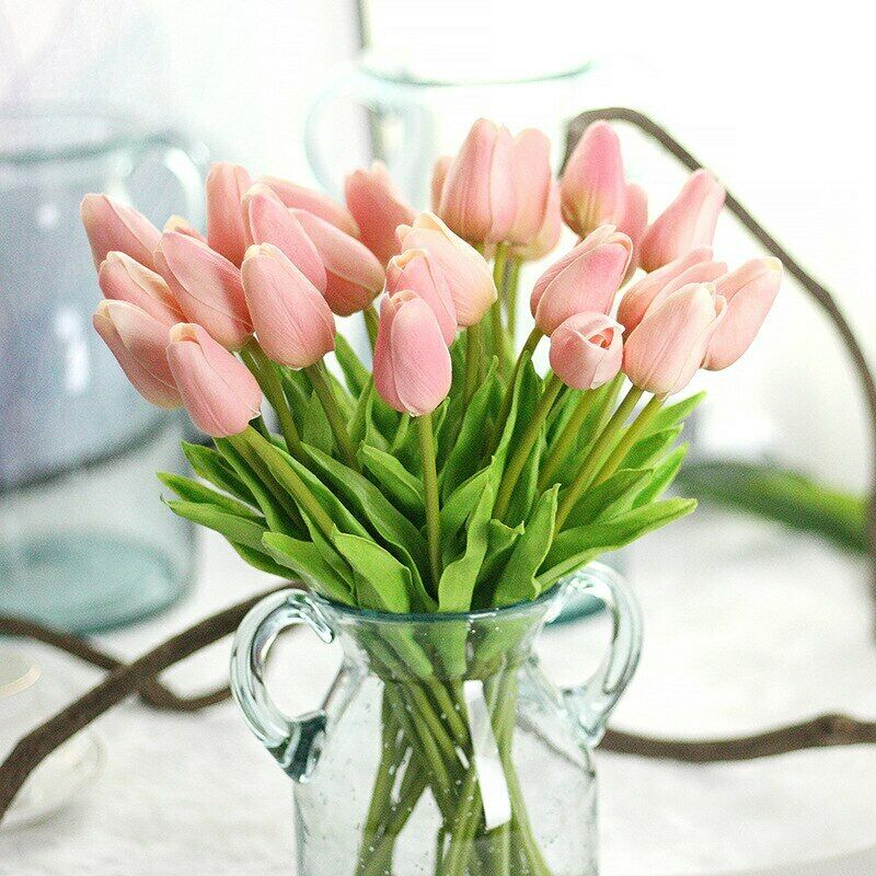 10pcs Artificial Decorative Flowers Mini Tulip Bouquet For Home Gift Wedding