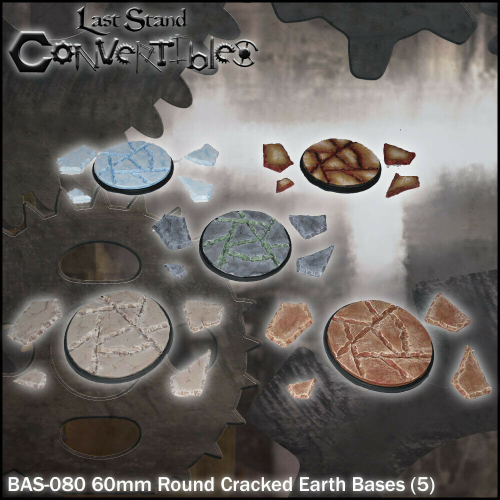 Last Stand Convertibles Bits Cracked Earth Bases - 5x 60mm Round