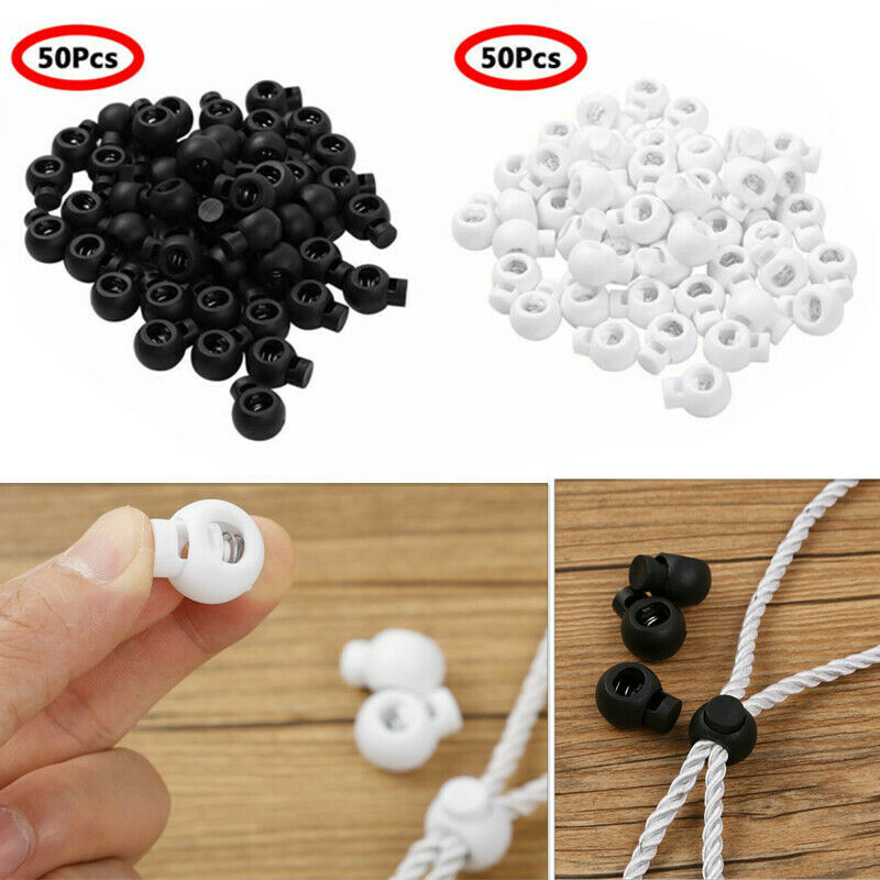 50pcs Toggle Spring Loaded Elastic Rope Cord Locks Clip Ends Stopper Buttons