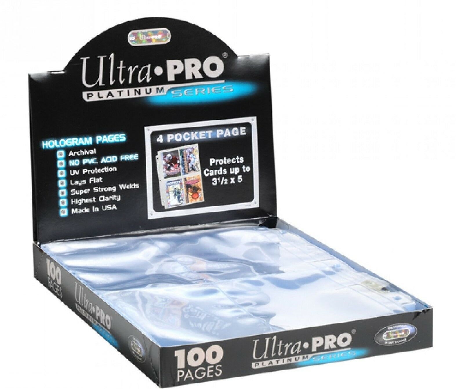 100 Ultra Pro Platinum 4 Pocket 3 1/2 X 5 1/4 Photo Postcard Pages
