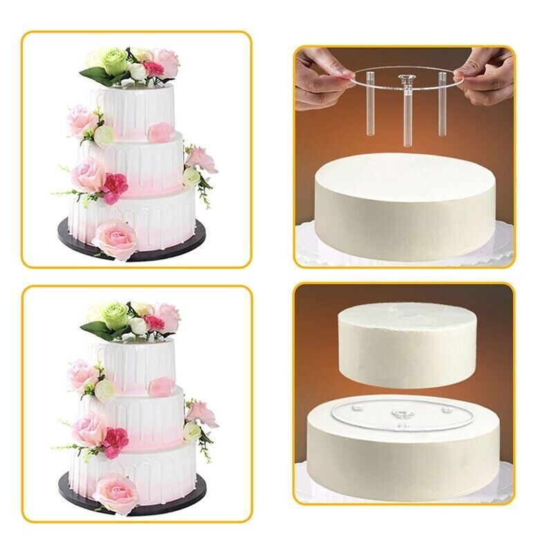 Cake Tier Support Dowel Rods 3 Pcs Sticks With Cake Separator Plate Support Rods
